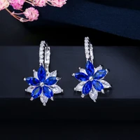 simple wild small fresh flowers aaa zircon earrings silver plated white gold engagement wedding gift jewelry earrings