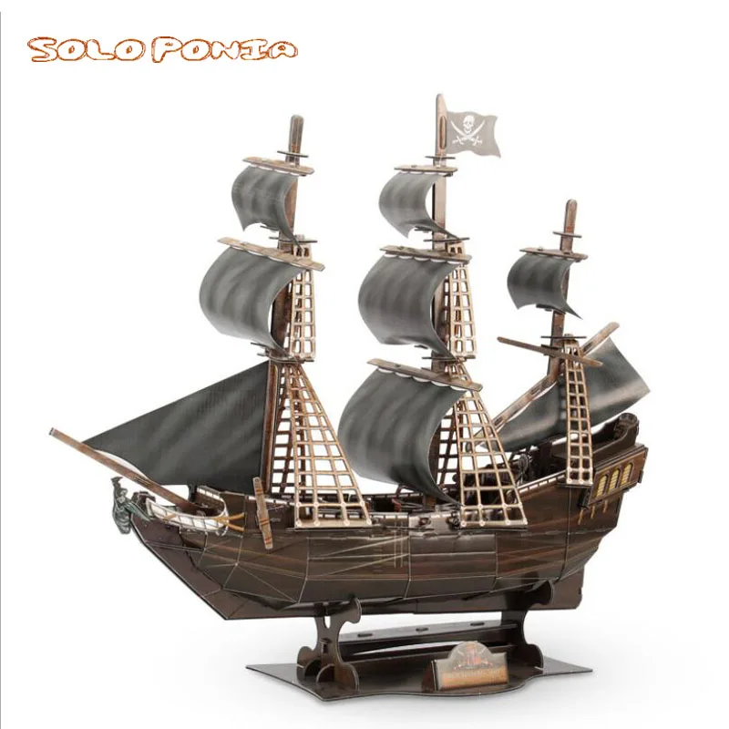 

Super Huge 68 Cm Cardboard Assembly Sailling Ship Model Big Queen Anne's Revenge of Pirates of the Caribbean Building Kits Toys