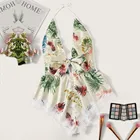 Пижама женское сексуальное нижнее белье одежда для сна с тропическим принтом кружевное Пятнистое боди с открытой спиной Пижама Шелковый пеньюар женская Пижама