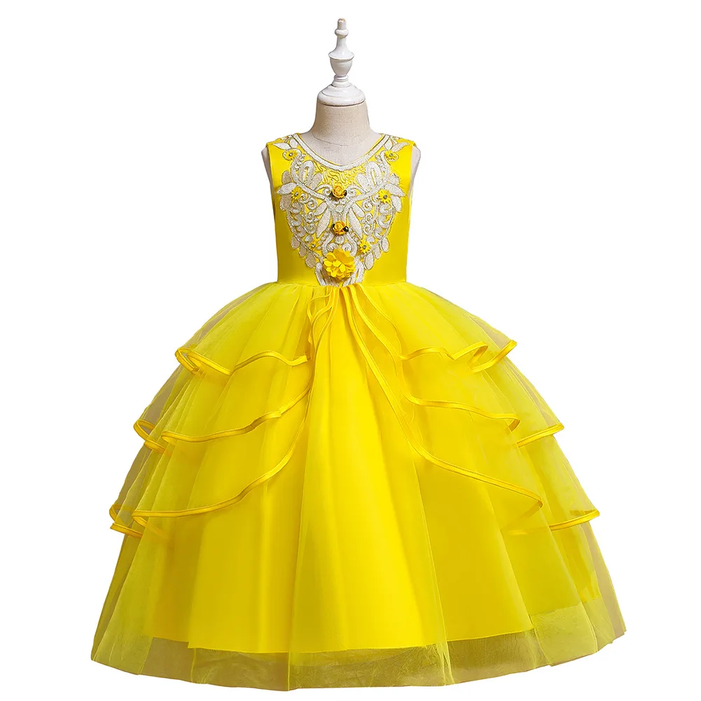 

New children's dress in the big children's show catwalk evening dress girl long multi-layer solid color net gauze tutu skirt