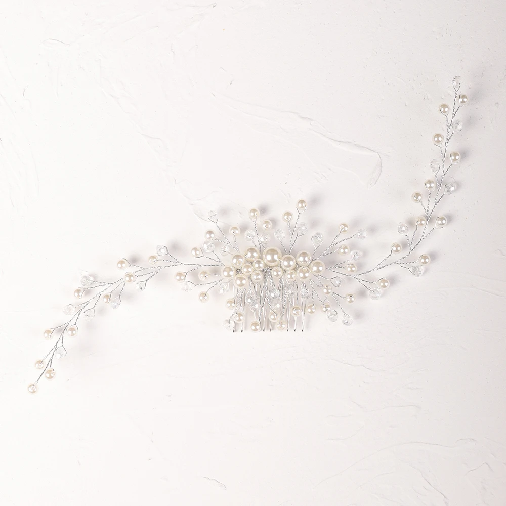 Свадебные аксессуары для волос серебряный жемчуг гребень Элегантный женский