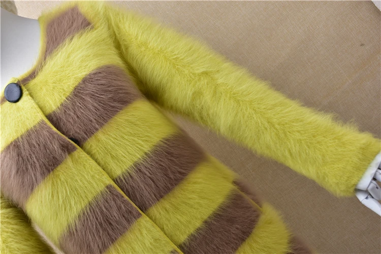 Пальто женское из ангорской шерсти с круглым вырезом и длинным рукавом |