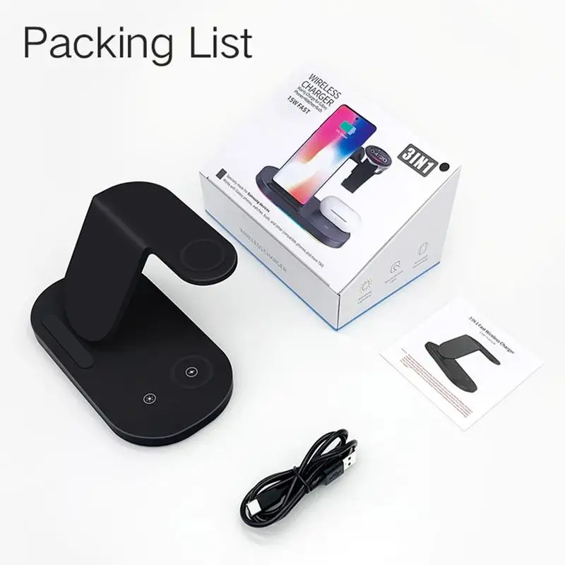 

3 in 1 Fast Charging Wireless Charger Stand 15W for Samsung Galaxy S21/S20/S10/S9 Watch 3/Gear S3/LTE/BT Active 2 Buds Pro Live