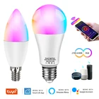 Tuya WiFi умный дом светильник E14 E27 Светодиодная лампа RGB CW 12 Вт 15 Вт 18 Вт умный свет приложение Голосовое управление с Alexa Google Home