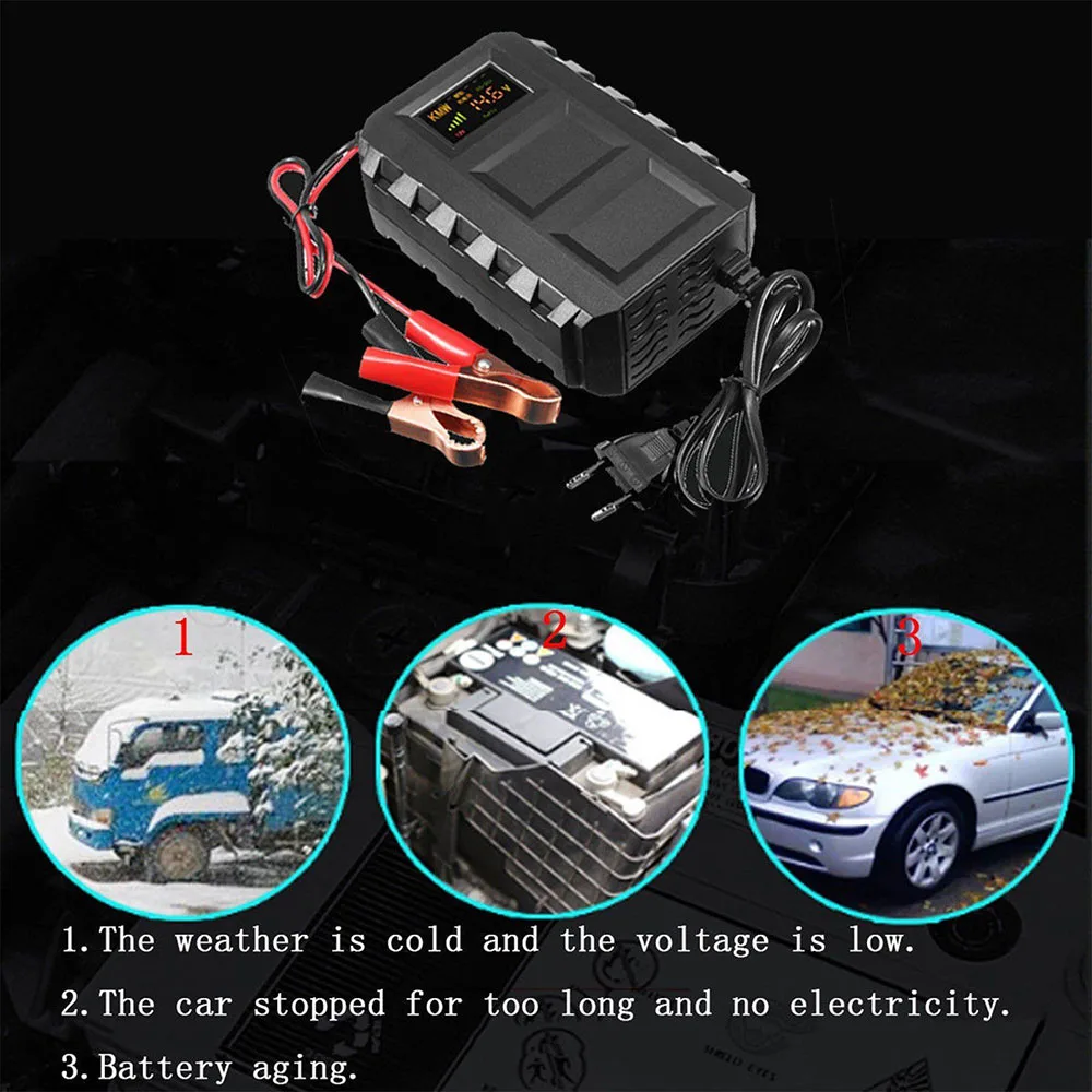 Автомобильный мотоцикл 12V 20A интеллектуальное зарядное устройство с ЖК-дисплеем Agm гель влажный свинцово-кислотный аккумулятор зарядка
