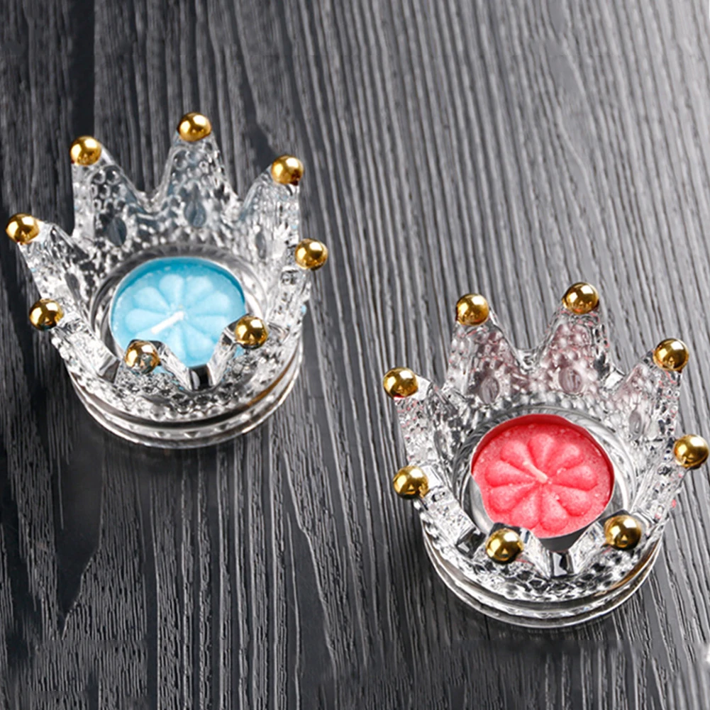 Практичный мини круглой формы в форме короны Стекло подсвечник Настольный Декор