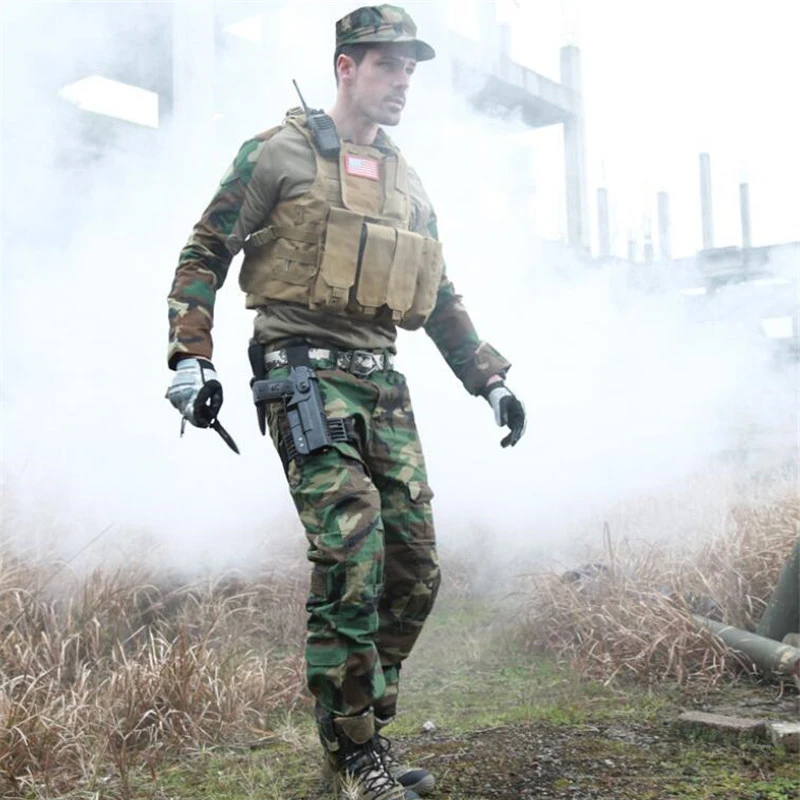 

T Shirt Men Outdoor Camouflage Long Sleeves Frog T-shirt Military Cycling Training Cothing Mens Army Combat Tactical Tshirts 5XL