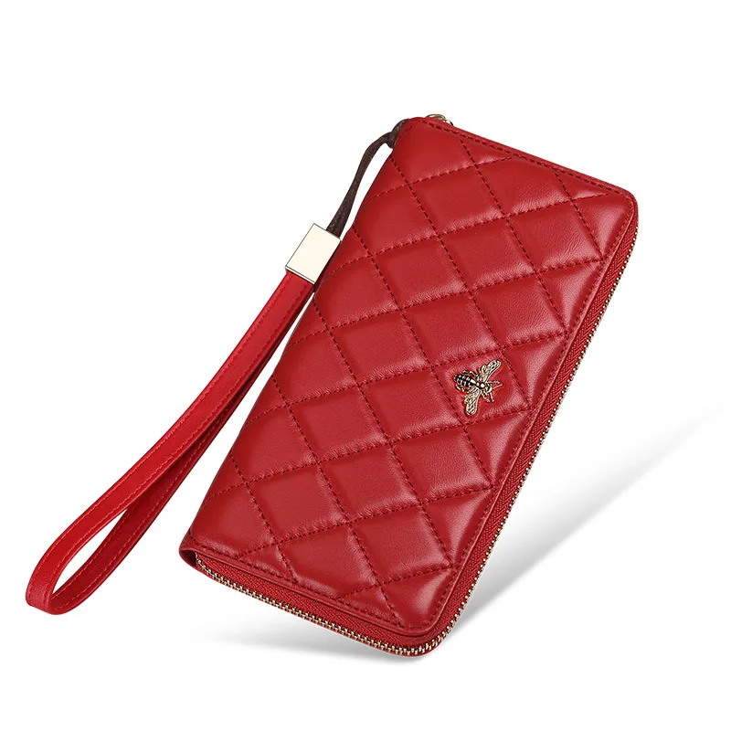 Женский кошелек из овечьей кожи сумка RFID для телефона на молнии держатель карт