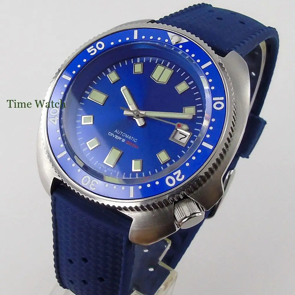 

Tandorio 44mm Diving Men's Watch PT5000/NH35A Blue Dial Sapphire Crystal 200M Waterproof C3 Lume Hands Rubber Strap Date