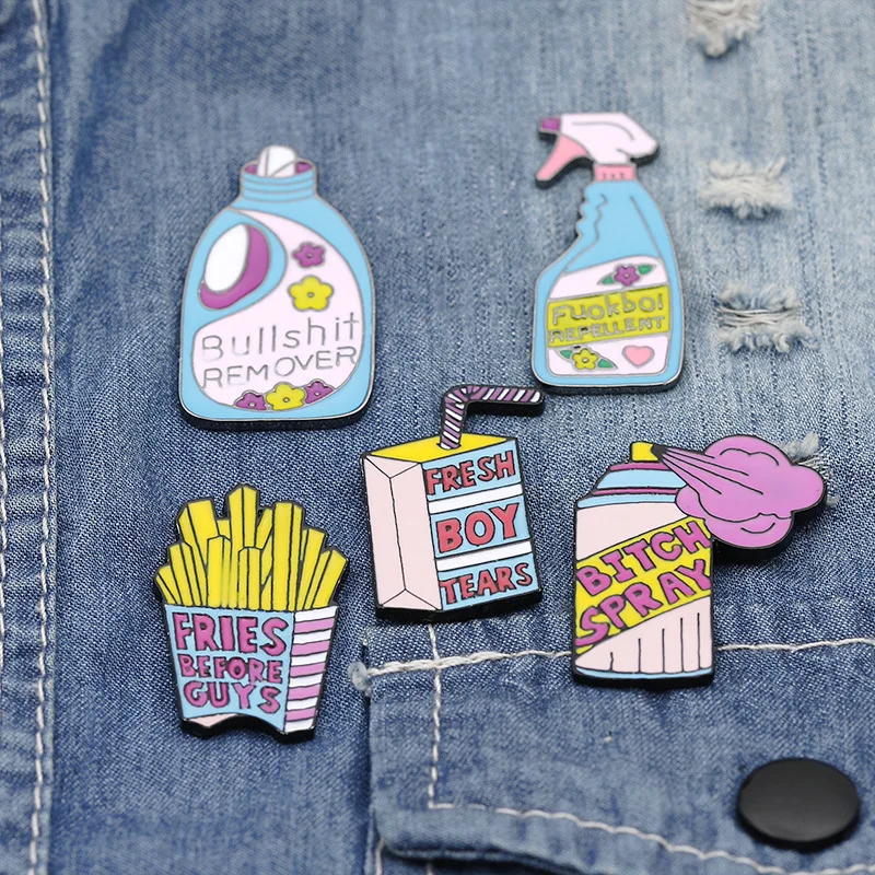 Creative hot style detergent bottle drop oil brooch French fries drink enamel children's lovely jewelry | Украшения и