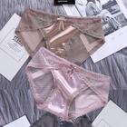 Трусики женские кружевные, атласные, прозрачные, бесшовные, до середины талии