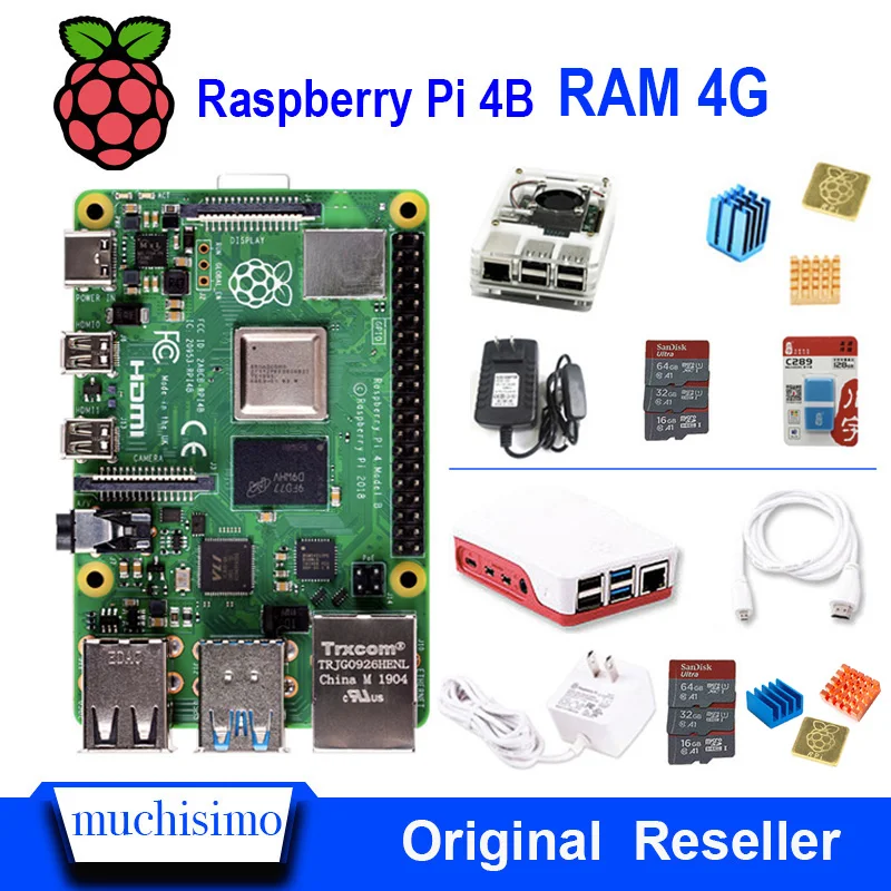 Оригинальный Raspberry Pi 4 Model B 4B С ОЗУ ГБ 1 5 ГГц 2 4/5 0 WIFI Bluetooth чехол Охлаждающий