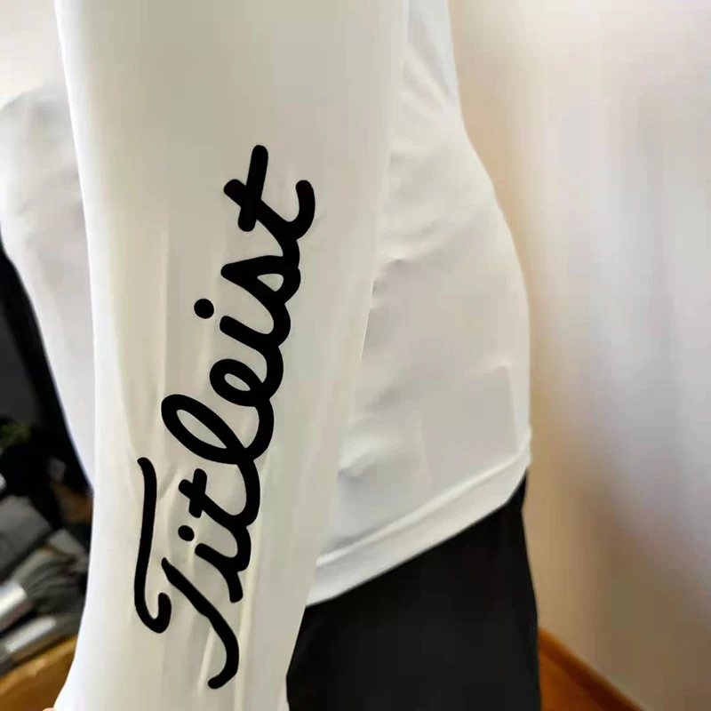 

2021 summer ice Silk Underlay Golf long-sleeved men's shirt sun-proof feel round neck quick-dry tights