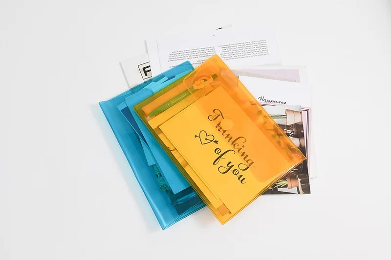 

Sharkbang 1PC PVC Transparent A5 File Bag Paper Pencil Document Organizer Storage Bag Waterproof Velcro bag Stationery