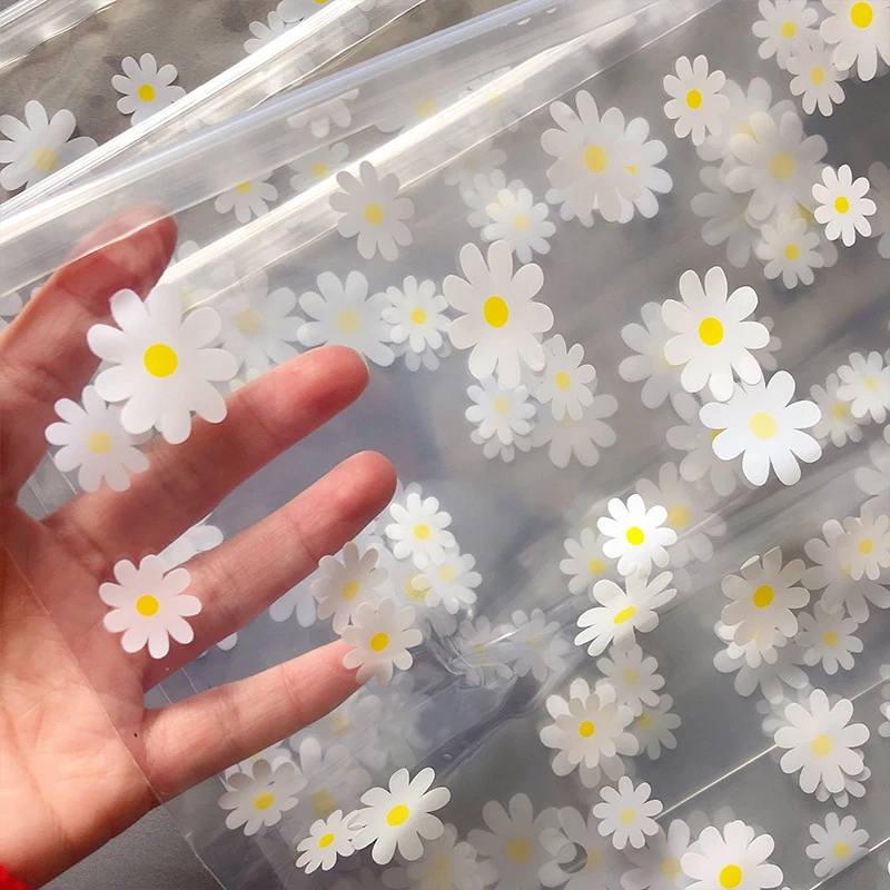 

Daisy Flower Transparent Flamingo Travel Storage Bag Zipper Lock Waterproof Clothing Closet Underwear Sorting Bag