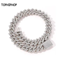 tophiphop 20mm cuban chain link fashion necklace bling miami full zircon fashion necklace hiphop men%e2%80%99s jewelry gift
