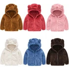 Куртка для маленьких девочек, плюшевое пальто с милым медведем для девочек, осенне-зимняя теплая детская куртка, куртка на молнии для мальчиков с капюшоном, детская одежда, детская одежда для мальчиков с капюшоном