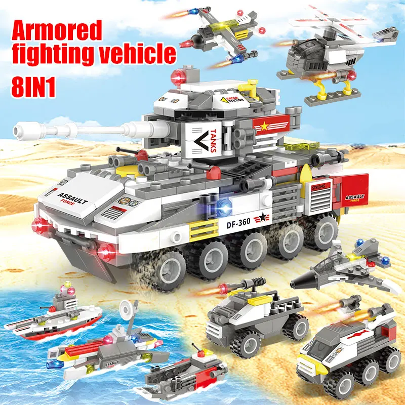 491 шт колесный бронированный танк модель строительные блоки военный DIY самолет