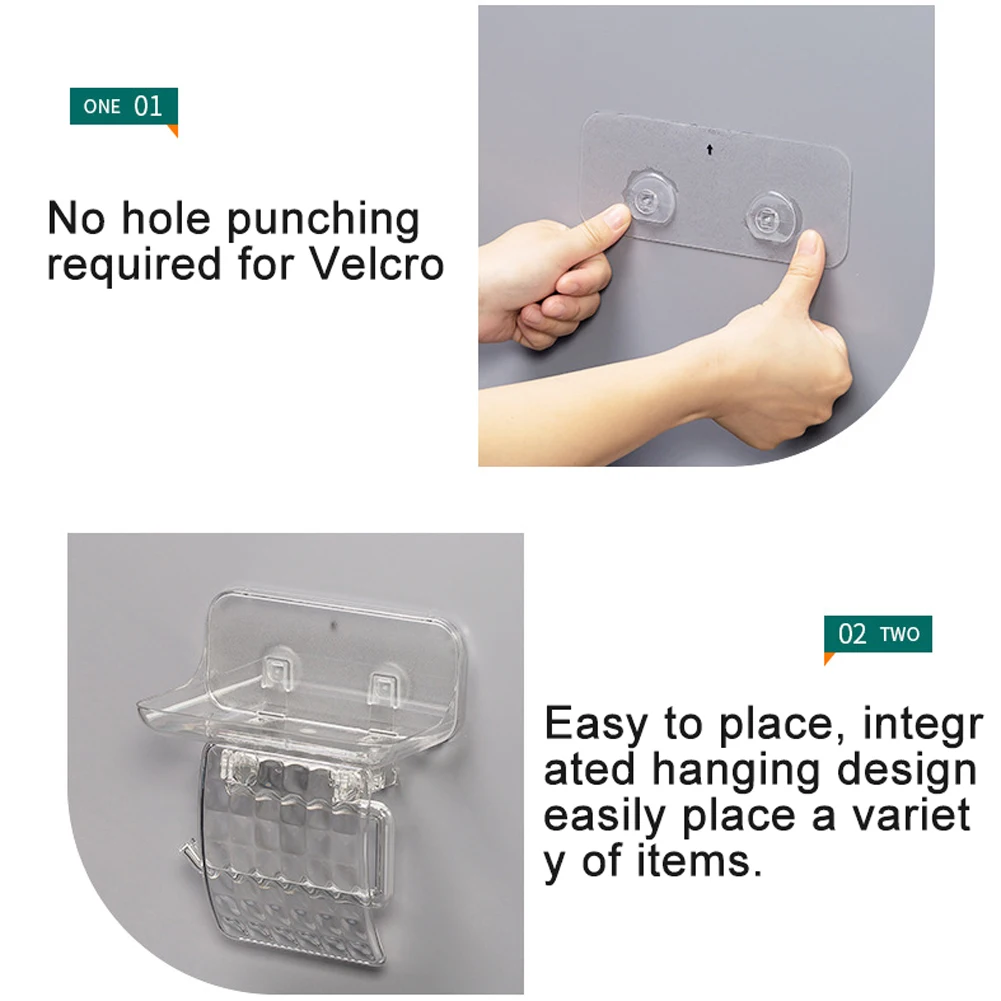 

Without Drilling With Phone Shelf Stand Transparent Hotel Self Adhesive Storage Durable Kitchen Wall Mount Toilet Roll Holder