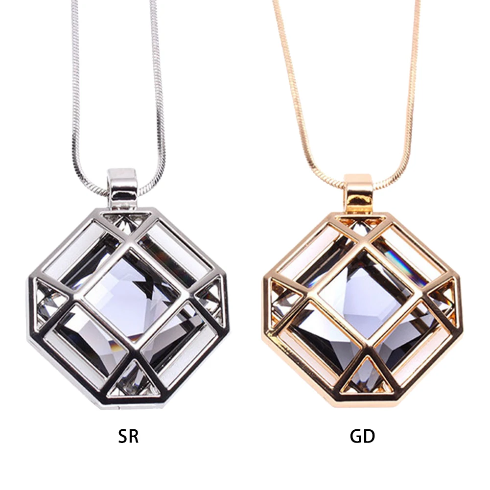 

Creative Necklace Fashion Square Women Hollow Crystal Long Chain Necklace Sweater Patri Necklace Jewelry Ornaments