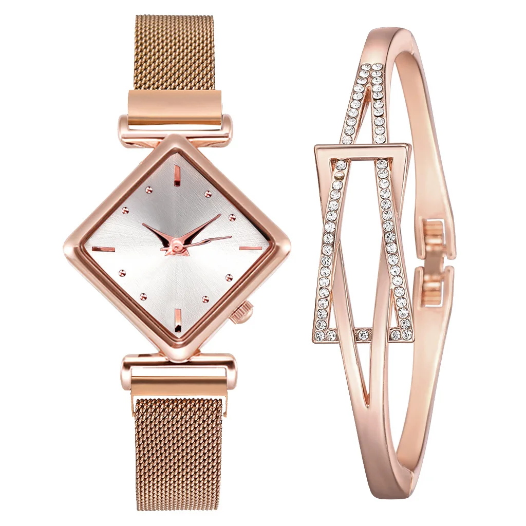 

New ladies simple fashion casual personality diamond watch bracelet fashion combination set ladies watch