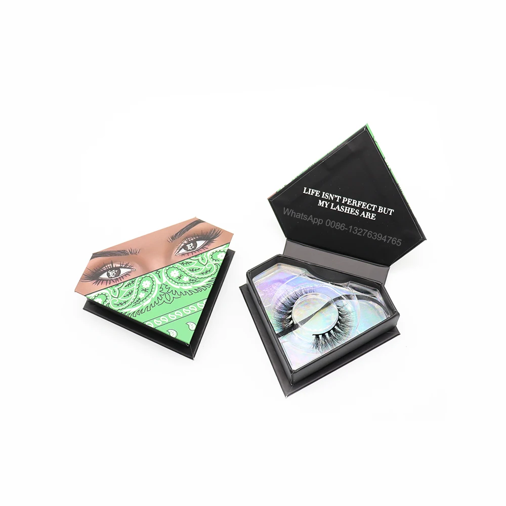 Зеленая бандана бриллиантовые коробки для ресниц 2020 горячие норковые Чехлы