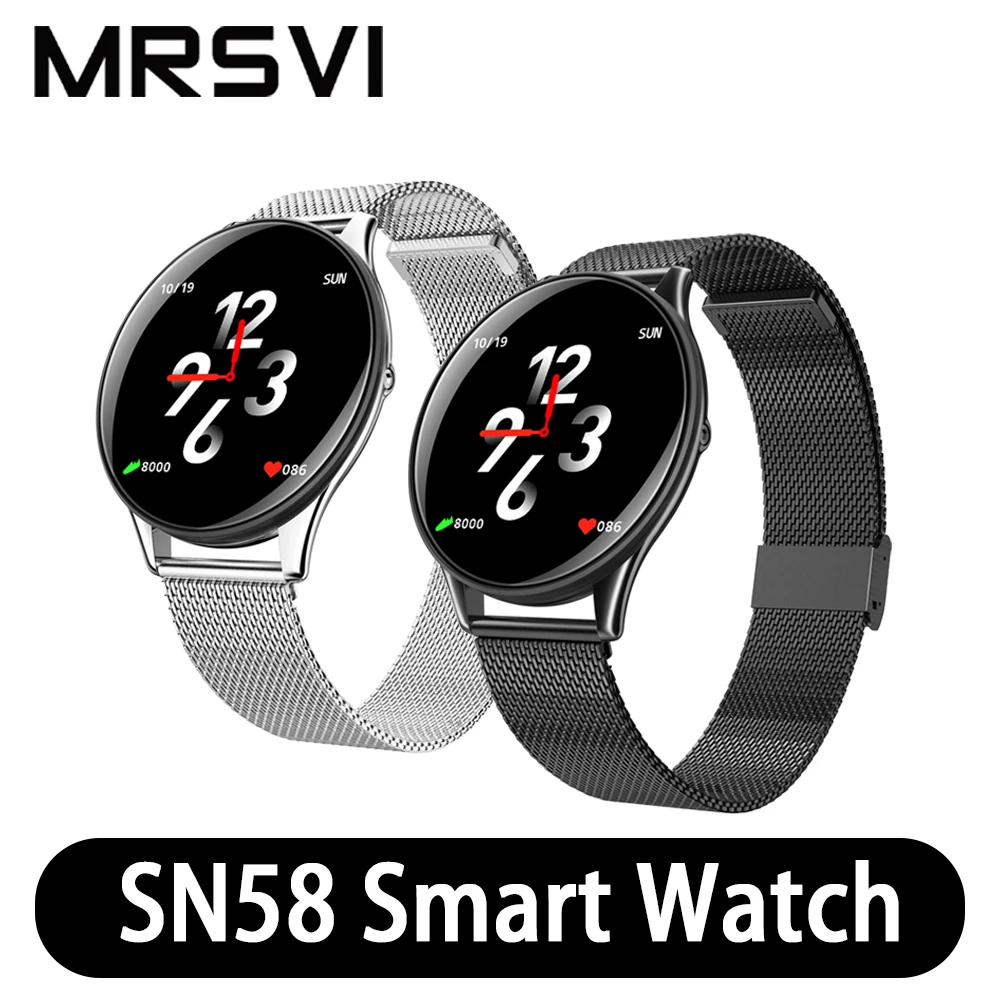 MRSVI SN58 Смарт-часы с металлическим ремешком IP68 водонепроницаемые пульсометр