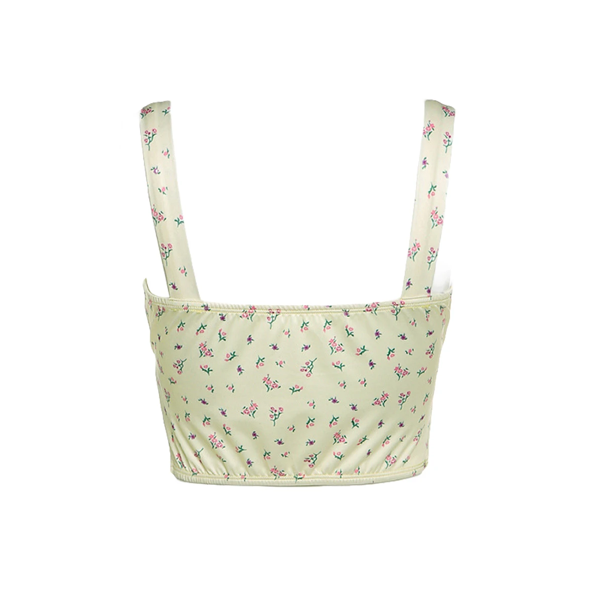 

Summer Women Flora Print Vest Fashion Sleeveless Strapless Drawstring Ruched Crop Tops Pullovers Ladies Tanks Women Camisole