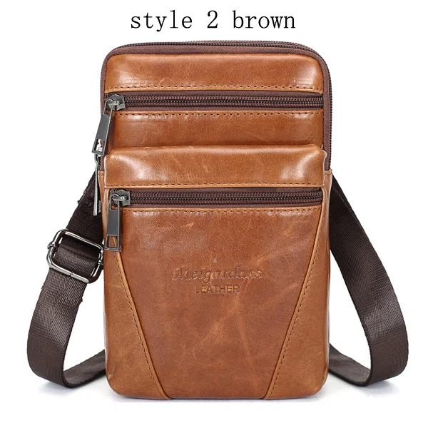 style2 brown Натуральная кожа, Мужские поясные сумки на ремне, Мужская поясная сумка, дорожные сумки через плечо, мужская сумка-мессенджер, сумка для сотового телефона - Цвет: style2 brown