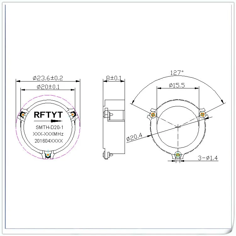 

Forward clockwise 700-3000MHz Frequency Optional SMT Surface Mount Circulator RF Patch Ring Support Reflow Soldering
