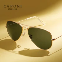 caponi aviation sun glasses men uv ray cut polarized shades for men double bridge frame pilot males sunglasses eyewear cp3026