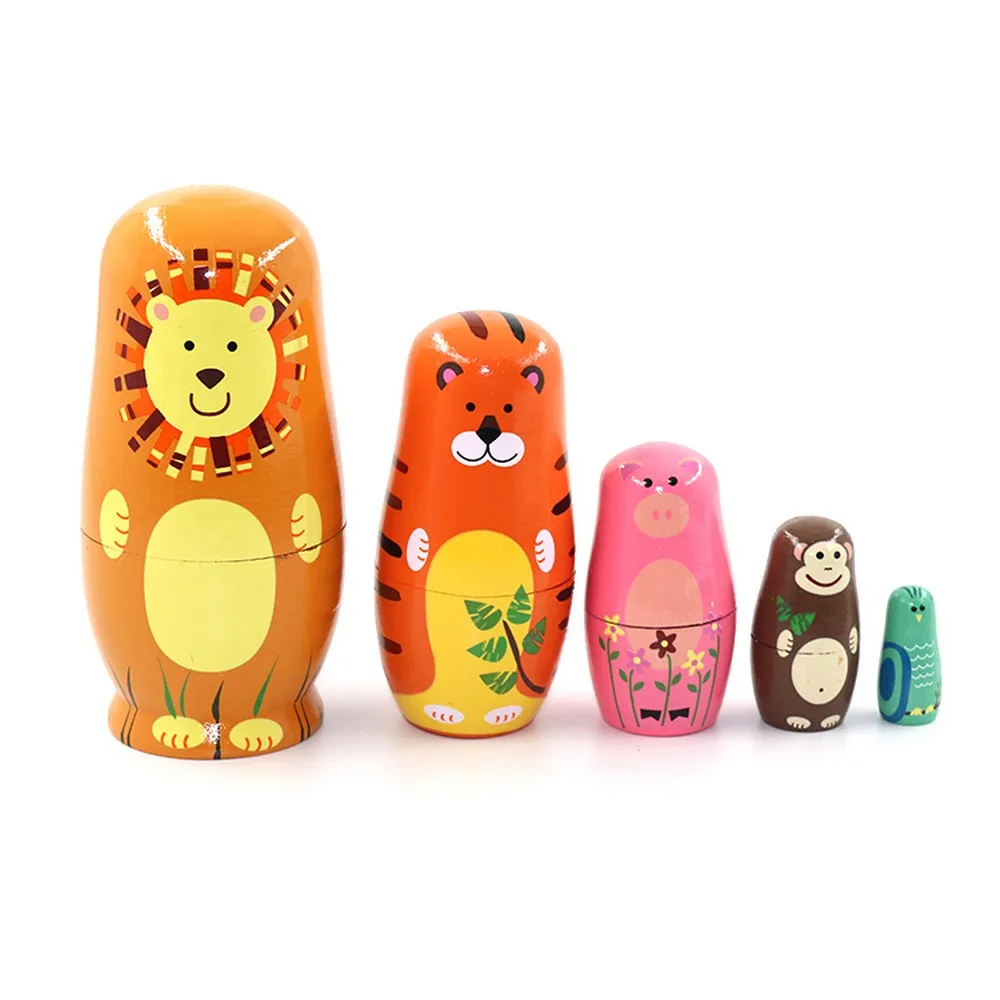 

5 Layers/set Russian Matryoshka Cartoon Tiger Nesting Dolls Wooden Russian Dolls Matryoshka Doll Children Christmas Gift