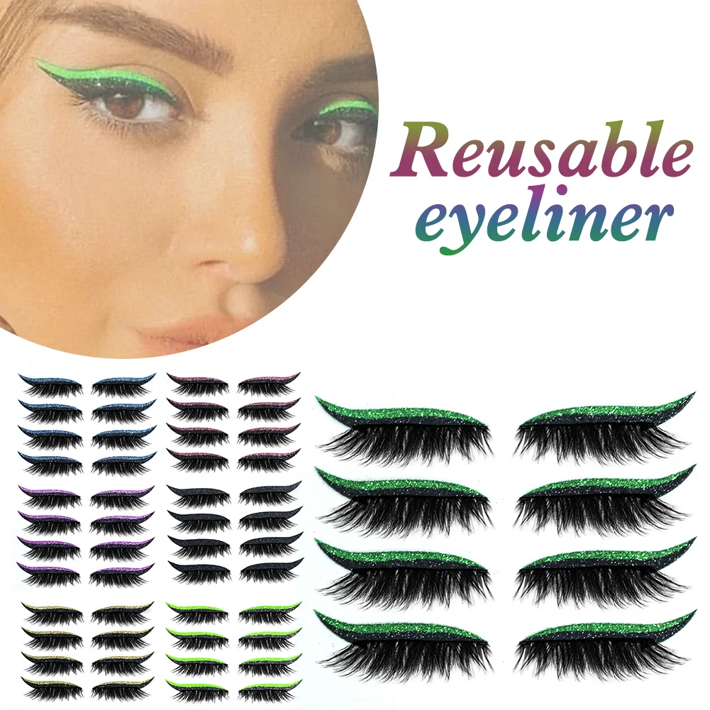 

Reusable False eyelashes eyeliner stickers Waterproof Self-Adhesive Eyeliner Stickers Makeup Cat Eye Shiny Eyeliner Stickers