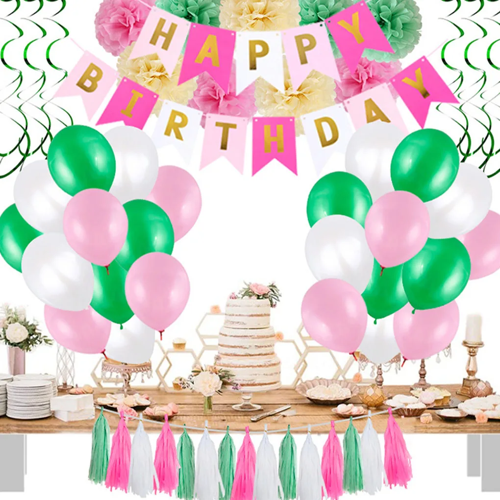 

1 Набор «С Днем Рождения» баннер с надписью воздушные шары с конфетти цвета розовое золото Baby Shower День рождения Декорации мальчик девочки; Д...