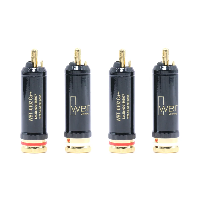 

4 шт., Hi-Fi позолоченные штекеры RCA, 99.998% медь, штекер RCA, 24K, Золотая плоская штепсельная вилка с одним разъемом