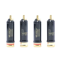 4pcs hifi gold plated rca plug wbt 0102cu 99 998 copper rca plug 24k gold platd single connector plug