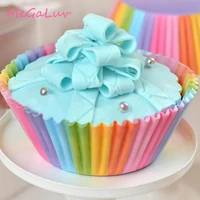 100pcs rainbow bake cake cups wrapper colorful cupcake liner baking cup muffin casetrays wedding birthday party decorations