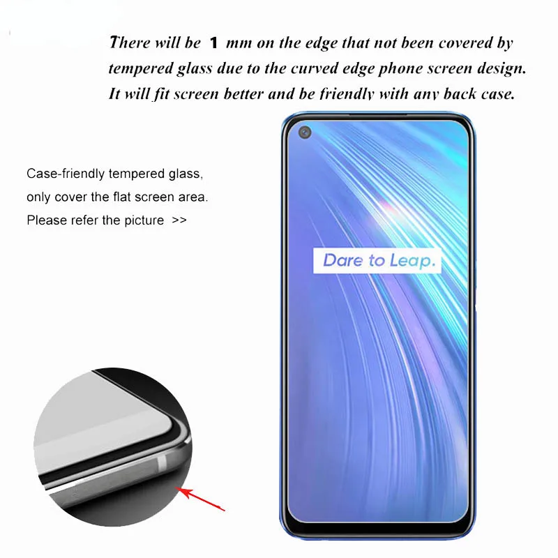 Protector de pantalla de vidrio templado para tel&eacute;fono m&oacute;vil, pel&iacute;cula antiara&ntilde;azos para OPPO Realme 6 9H, 2 uds.-2
