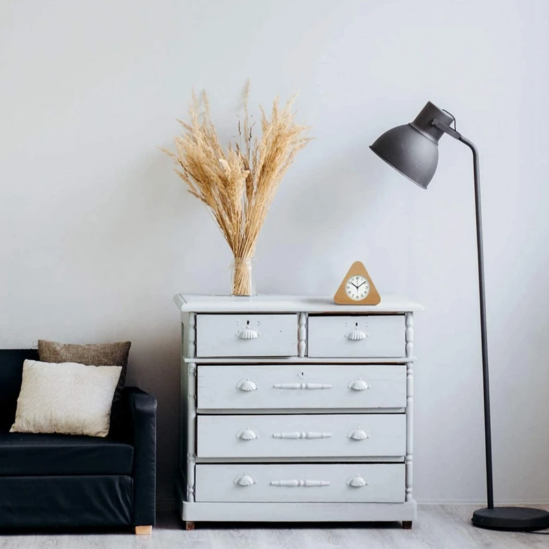 

Triple-Cornered Wooden Alarm Clock with Arabic Numerals, Non-Ticking Silent, Backlight, Battery Operated, Wood Color