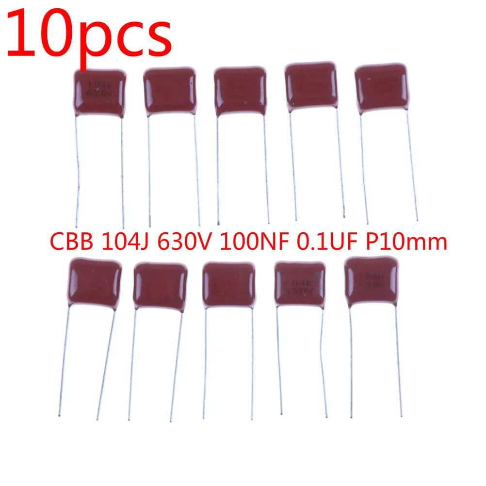 10 шт. конденсатор для металлизированной пленки 630V104J 104 630V CBB 104J 100NF 0 1 мкФ