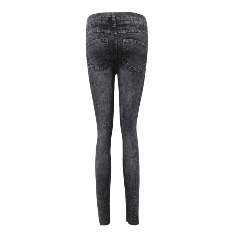 

High Waist Faux Denim Jean Leggings Slim Elastic Seamless Skinny Pencil Pant Female Workout Running Leggings