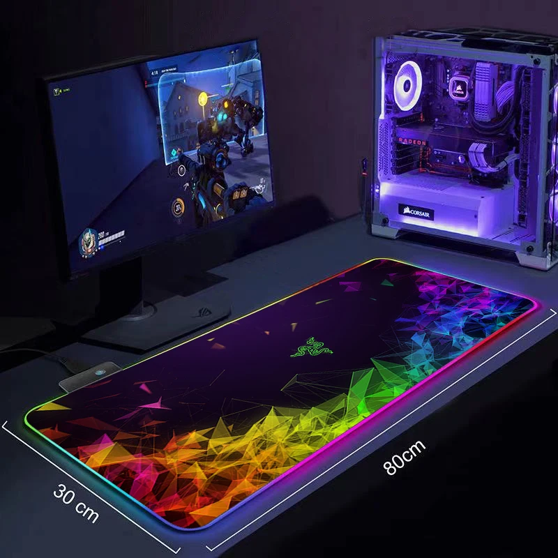

Razer Large 900x400 RGB Mouse Pad Gaming Accessories Mousepad LED Gamer Razer Gamers decoracion Carpet PC Desk Mat With Backlit