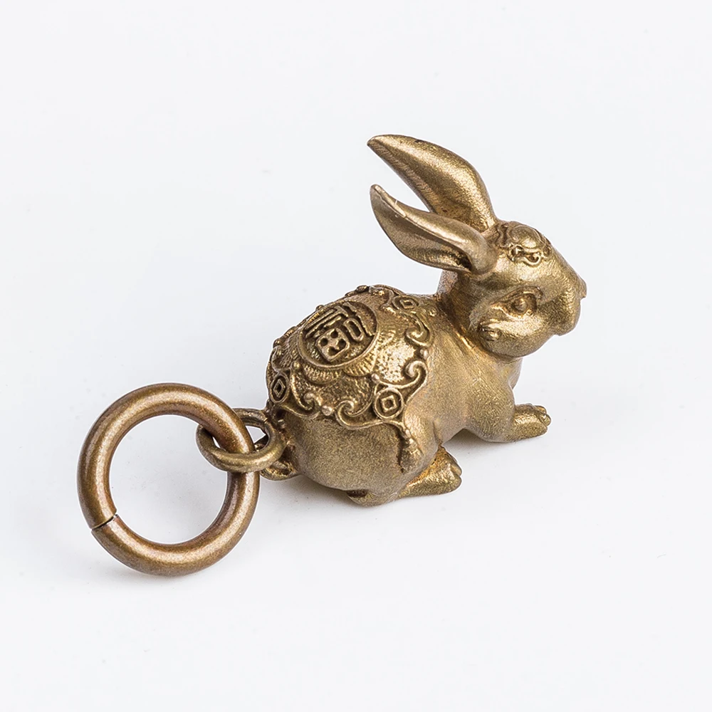 Coppertist. wu fortune bunny бронзовый брелок латунный брелок для ключей ручной работы Золотой Модный животный кролик кольцо для ключей с сумочкой кулон - Цвет: Type 2