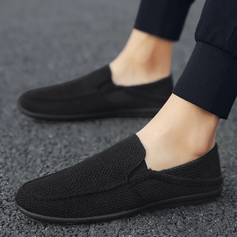 Мужские холщовые эспадрильи коричневые повседневные туфли без шнуровки