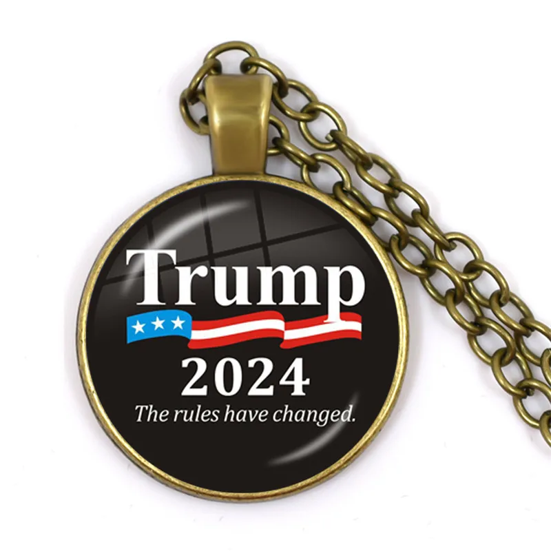 Коллекция 2024 года коллекция США Трампа стеклянный кабошон кулон античная бронза