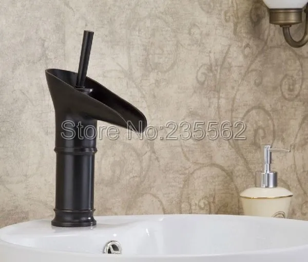 

Черный Масляный Бронзовый Однорычажный Водопад смеситель для раковины для ванной комнаты на палубе смесители для раковины для ванной Lhg035