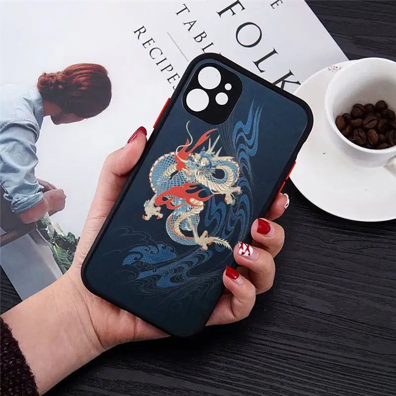 

Red Dragon Fashion Animal Phone Cases matte transparent For black iPhone 7 8 x xs xr 11 12 pro plus max mini Clear Funda
