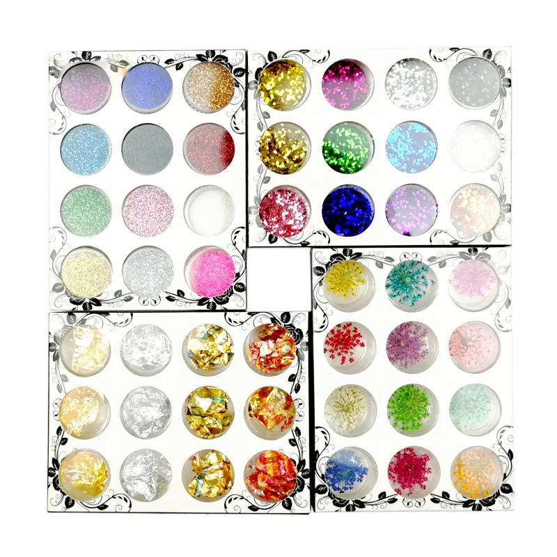 

12Jars Chameleon Flake Color-Changing Mirror Chrome Pigment Multi-Colors Sequins Chrome Nail Flakes Galaxy GLITTER Collection
