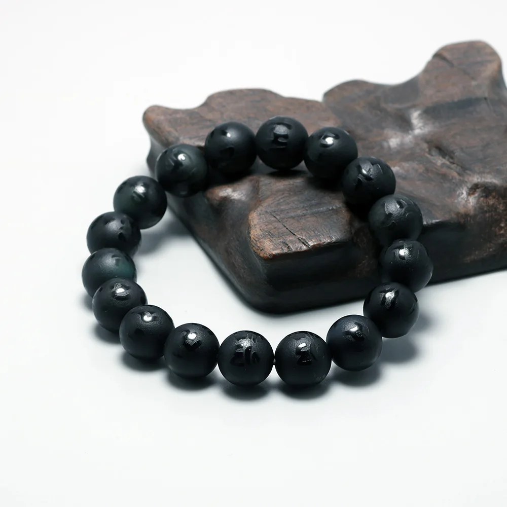 Браслеты с натуральным радужным обсидиановым камнем для мужчин и женщин