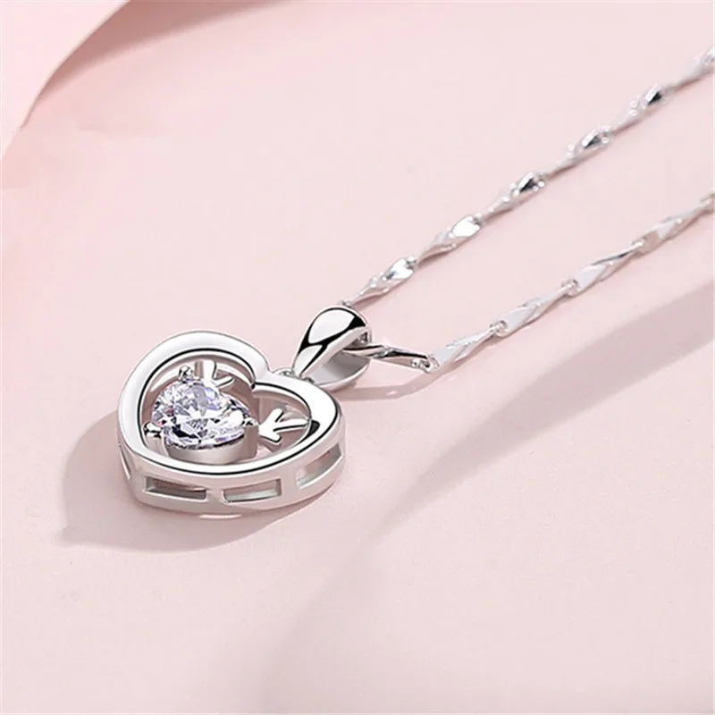 Милое Кристальное ожерелье с синим оленем и сердцем женские аксессуары для